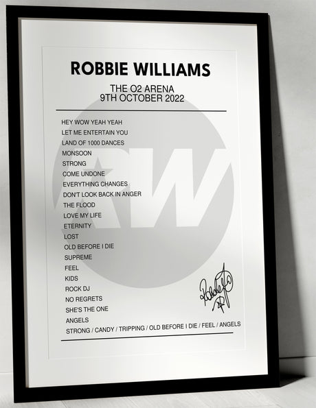 Robbie Williams 9th October 2022 The O2 Arena London I Was There - Setlist