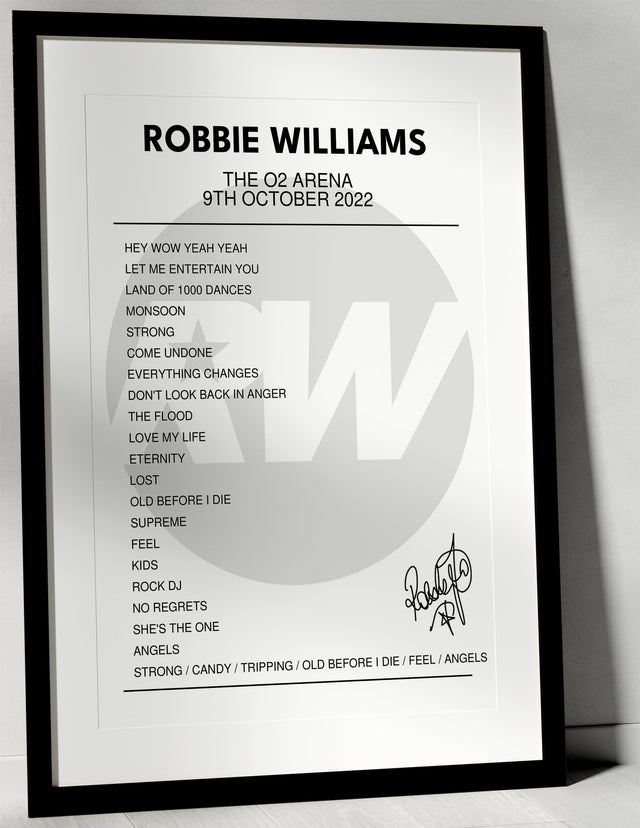 Robbie Williams 9th October 2022 The O2 Arena London I Was There - Setlist