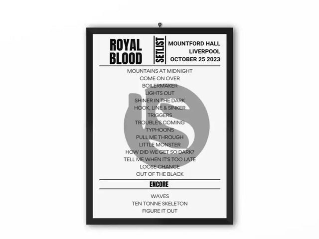 Royal Blood Liverpool October 2023 Replica Setlist - Setlist