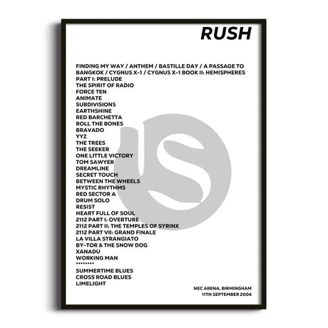 Rush Birmingham 11th September 2004 - Gig Setlist - Setlist