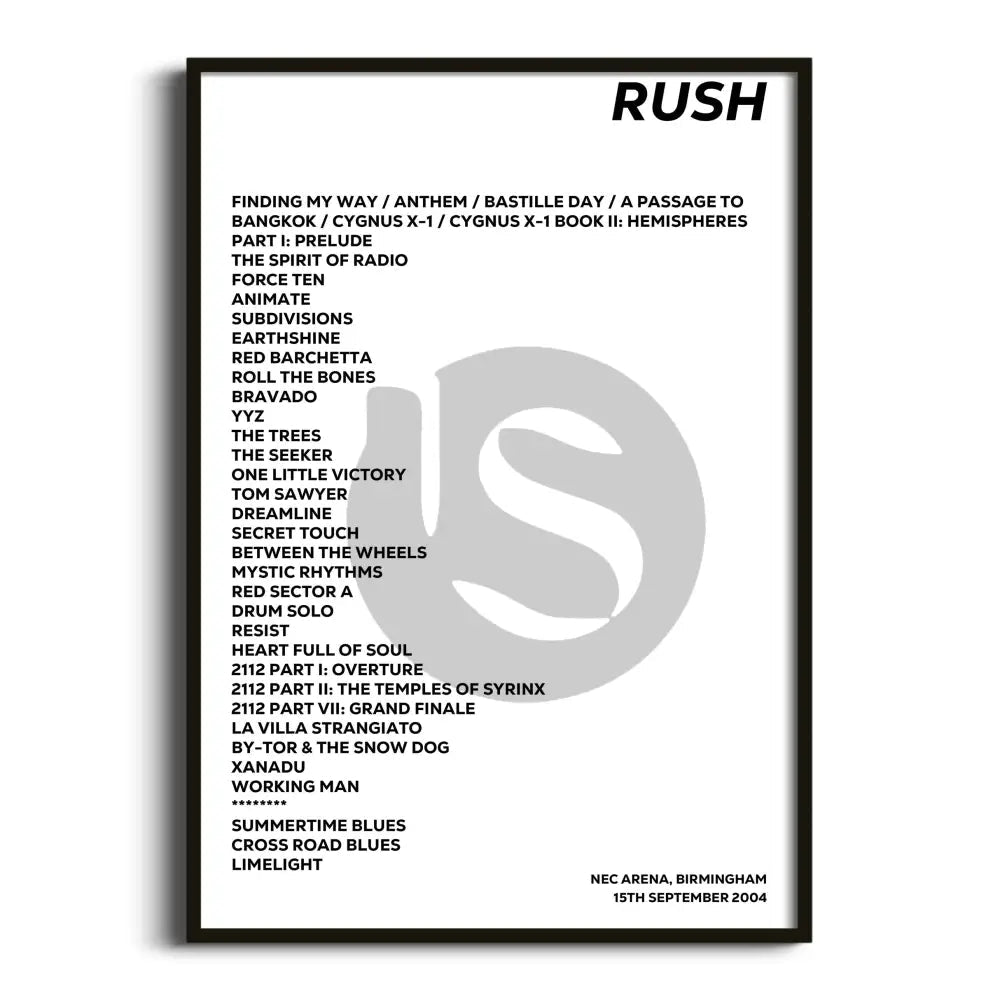 Rush Birmingham 15th September 2004 - Gig Setlist - Setlist