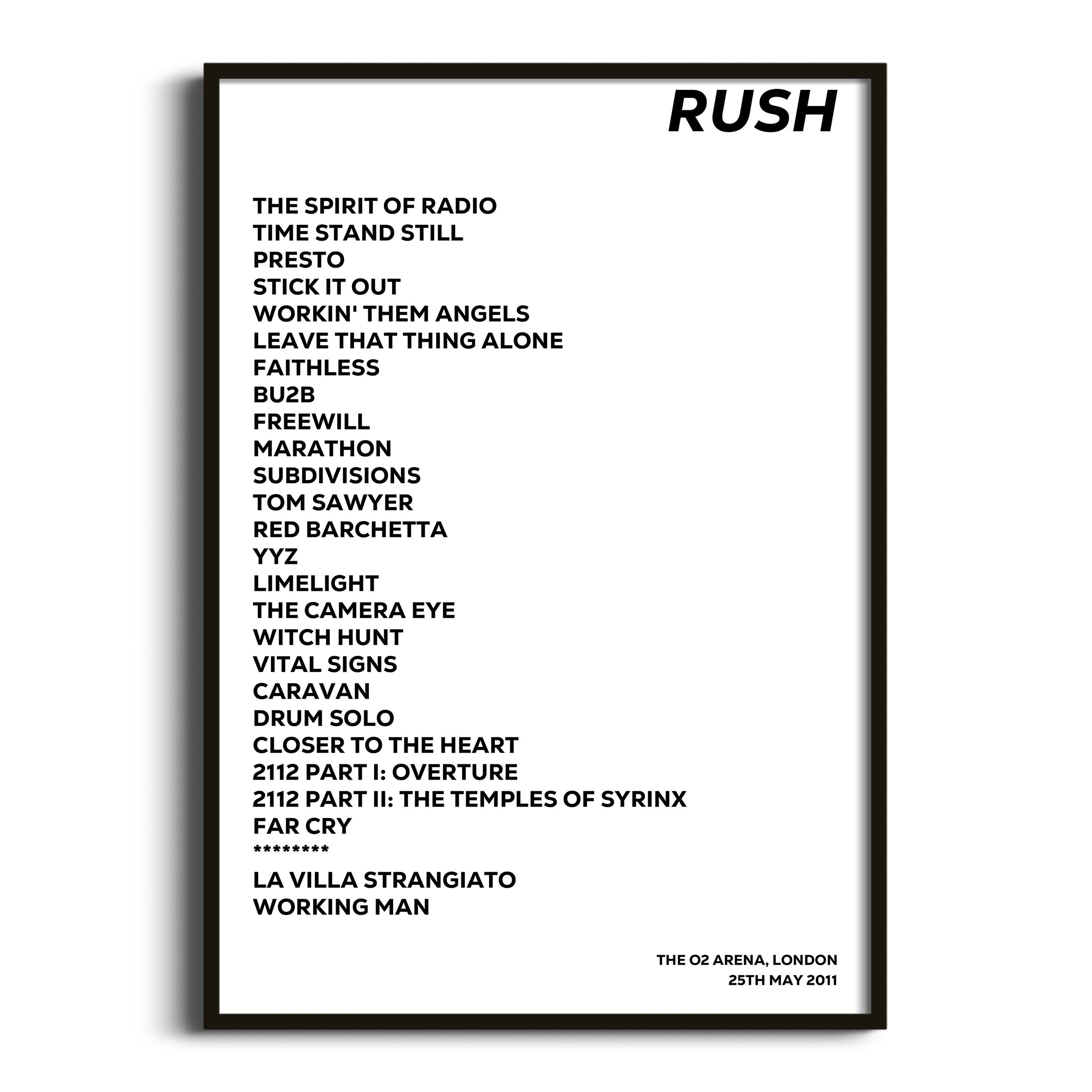 Rush London 25th May 2011 - Gig Setlist - Setlist