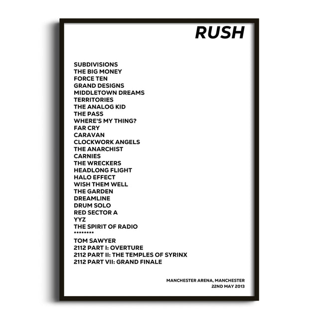 Rush Manchester 22nd May 2013 - Gig Setlist - Setlist