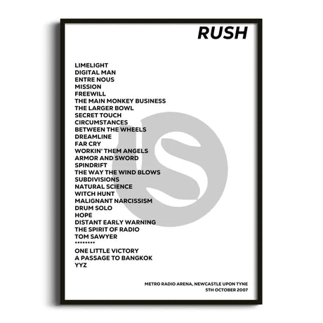 Rush Newcastle upon Tyne 5th October 2007 - Gig Setlist - Setlist