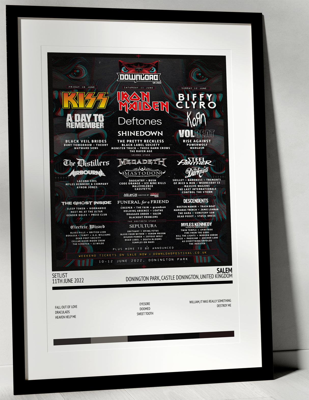 Salem Donington Park Castle Donington 11th June 2022 - Setlist Tour Poster - Setlist