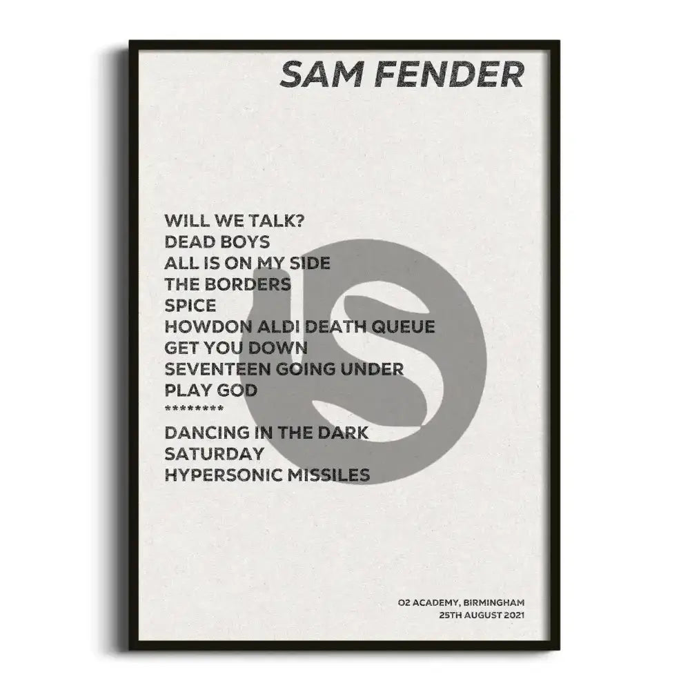 Sam Fender Birmingham 25th August 2021 - Gig Setlist - Setlist