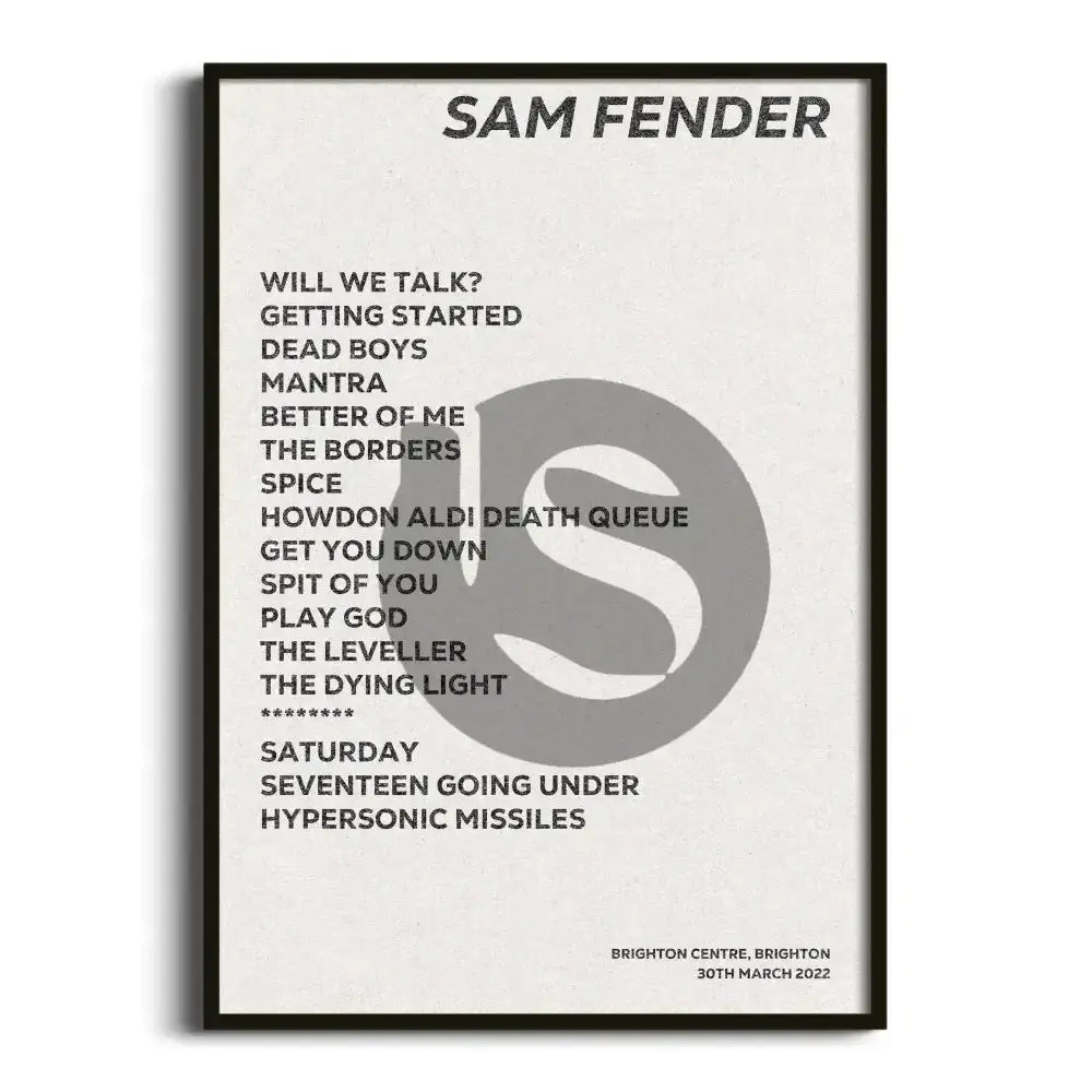 Sam Fender Brighton 30th March 2022 - Gig Setlist - Setlist