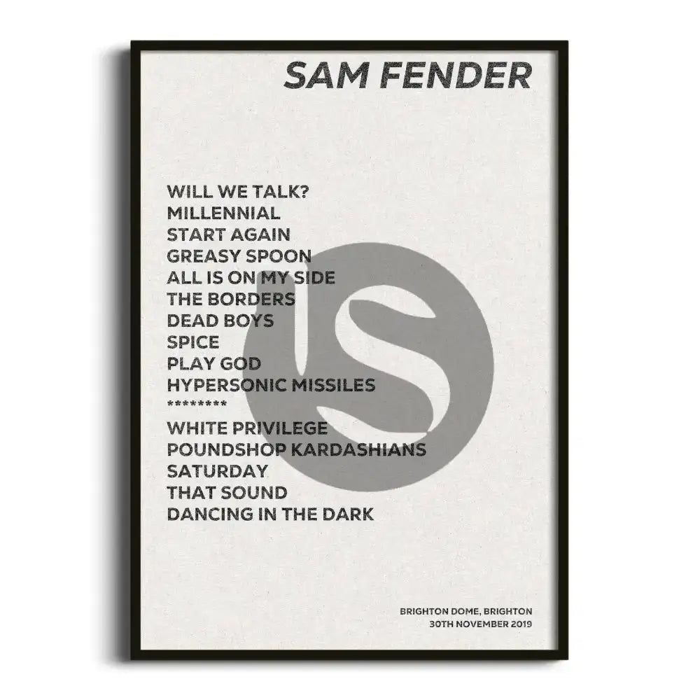 Sam Fender Brighton 30th November 2019 - Gig Setlist - Setlist