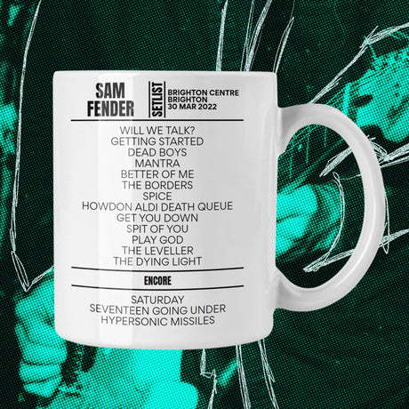 Sam Fender Brighton March 30, 2022 Replica Setlist Mug - Setlist