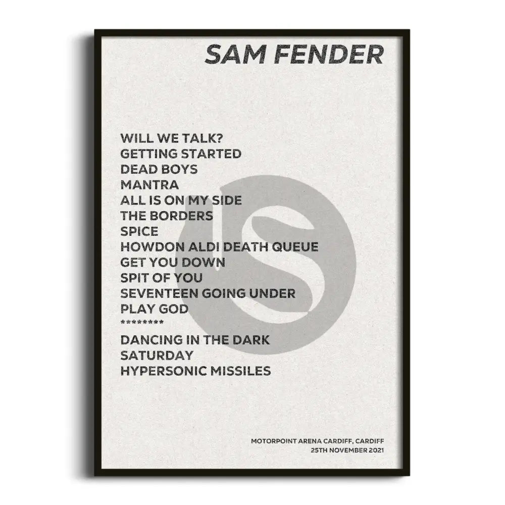 Sam Fender Cardiff 25th November 2021 - Gig Setlist - Setlist