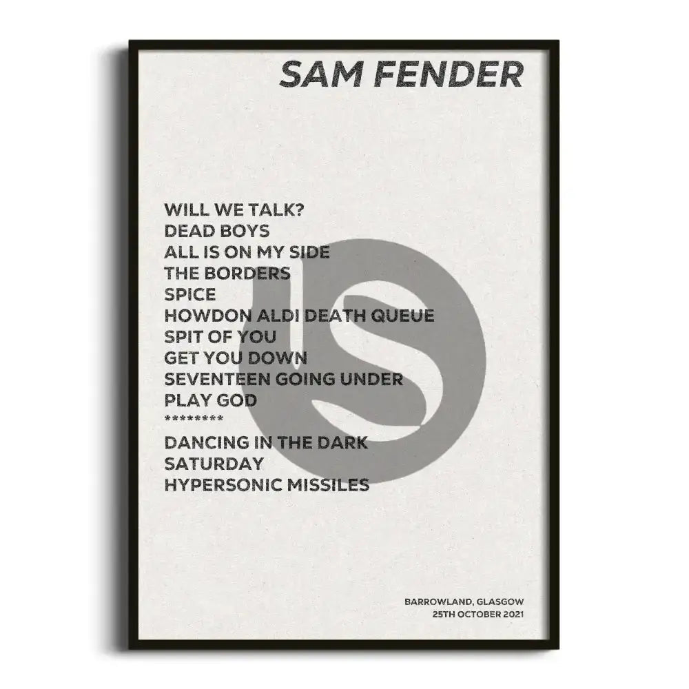 Sam Fender Glasgow 25th October 2021 - Gig Setlist - Setlist