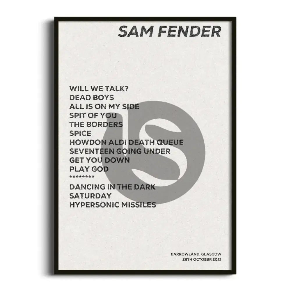 Sam Fender Glasgow 26th October 2021 - Gig Setlist - Setlist