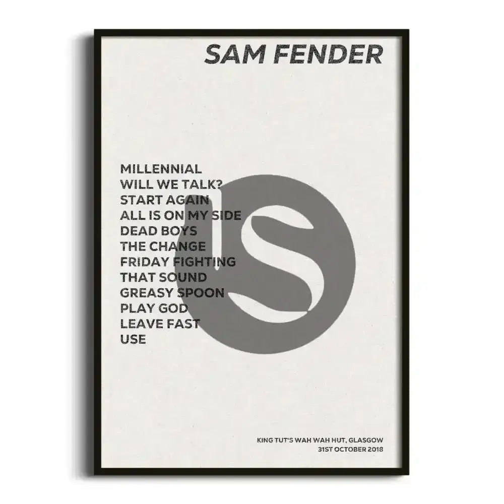 Sam Fender Glasgow 31st October 2018 - Gig Setlist - Setlist