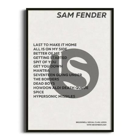 Sam Fender Leeds 10th December 2021 - Gig Setlist - Setlist