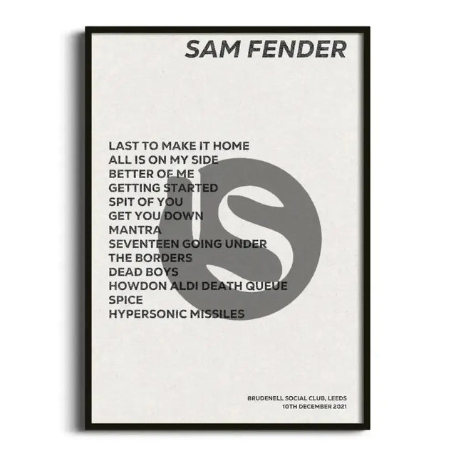 Sam Fender Leeds 10th December 2021 - Gig Setlist - Setlist