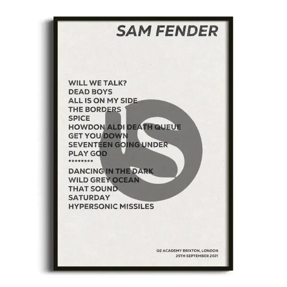 Sam Fender London 25th September 2021 - Gig Setlist - Setlist