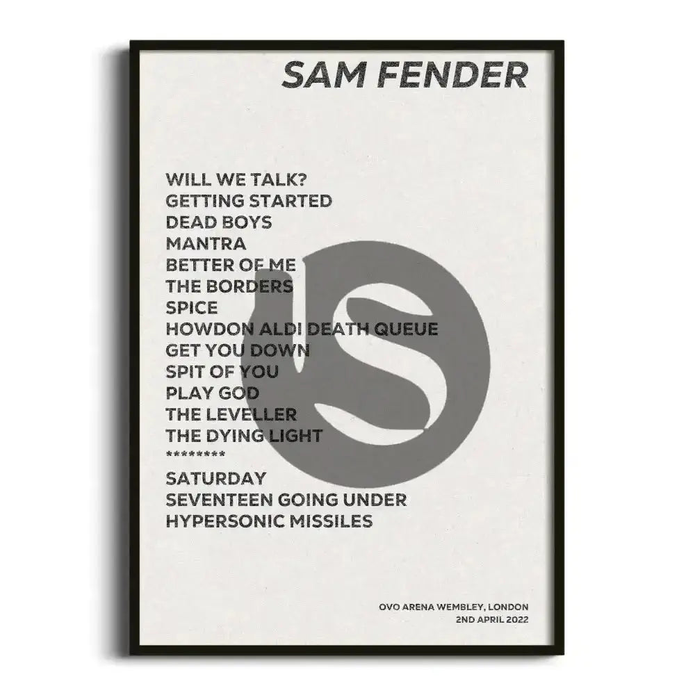 Sam Fender London 2nd April 2022 - Gig Setlist - Setlist