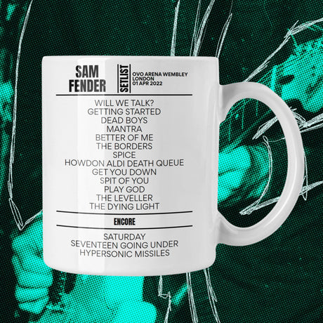 Sam Fender London April 1, 2022 Replica Setlist Mug - Setlist