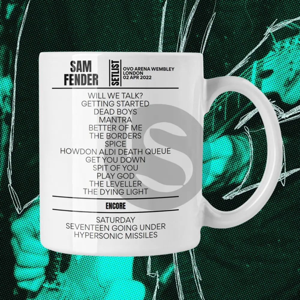 Sam Fender London April 2, 2022 Replica Setlist Mug - Setlist