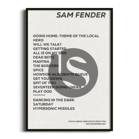 Sam Fender Newcastle upon Tyne 18th November 2021 - Gig Setlist - Setlist