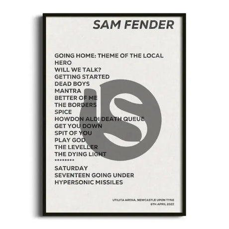 Sam Fender Newcastle upon Tyne 6th April 2022 - Gig Setlist - Setlist