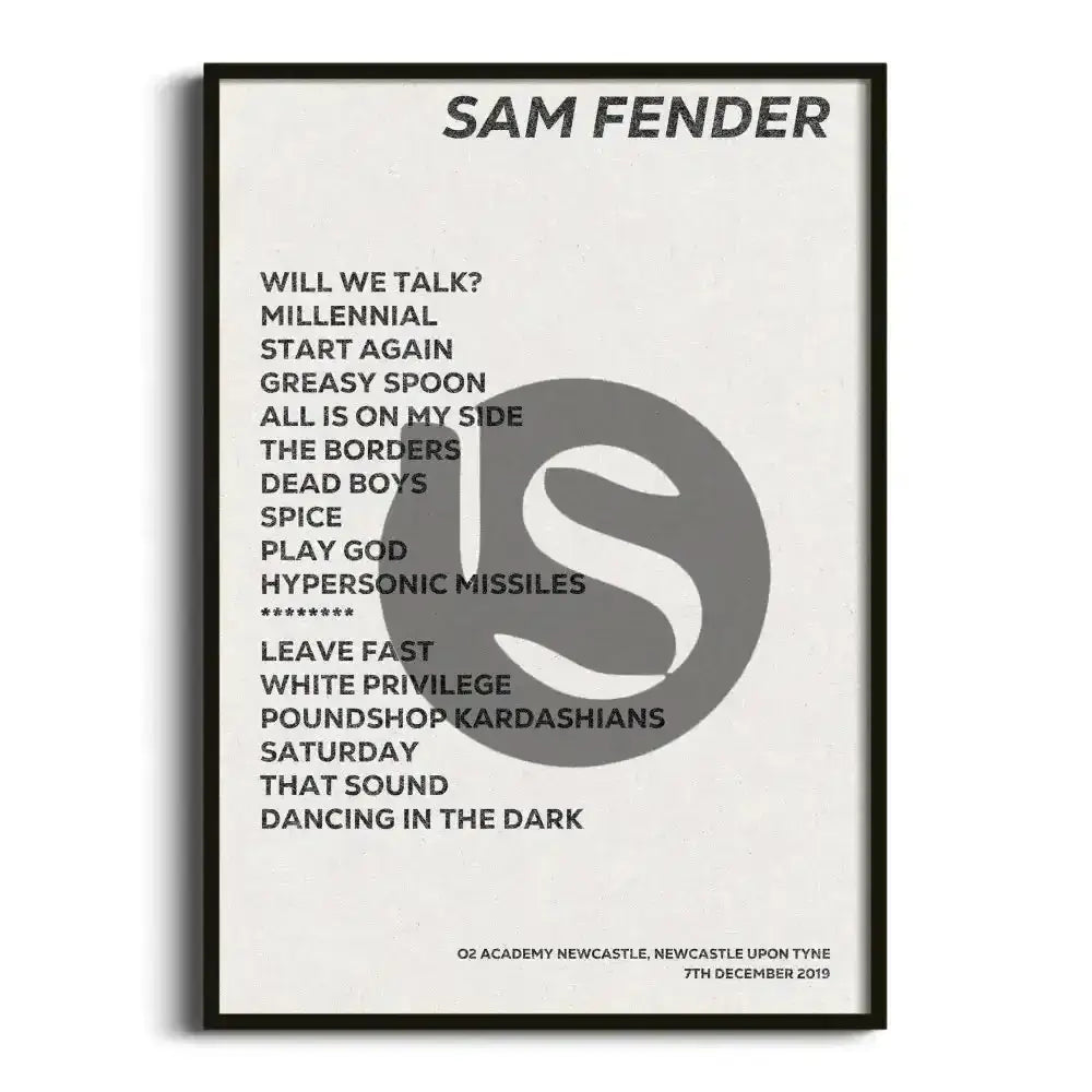 Sam Fender Newcastle upon Tyne 7th December 2019 - Gig Setlist - Setlist