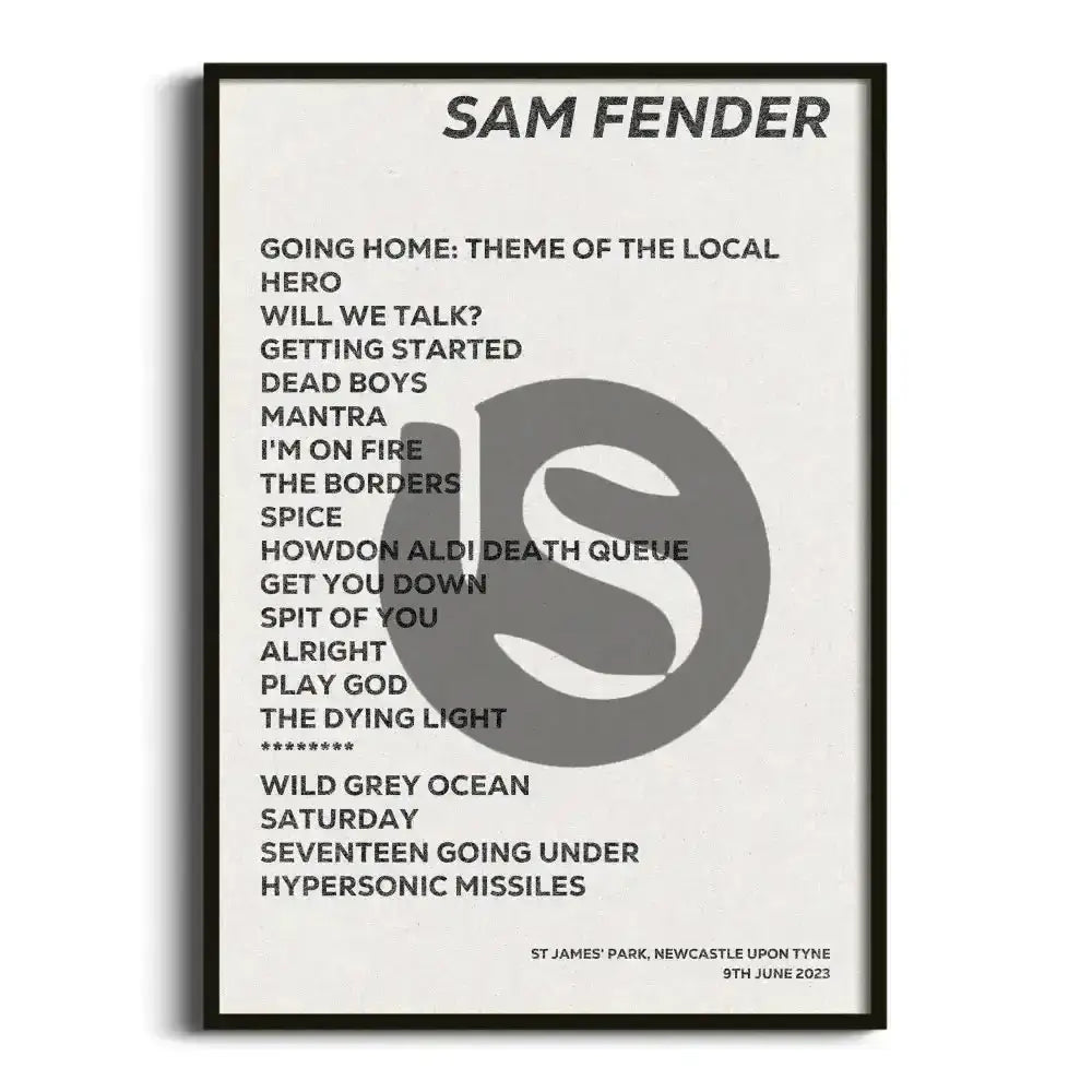 Sam Fender Newcastle upon Tyne 9th June 2023 - Gig Setlist - Setlist