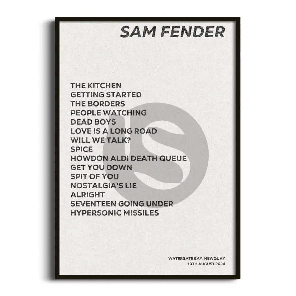 Sam Fender Newquay 10th August 2024 - Gig Setlist - Setlist