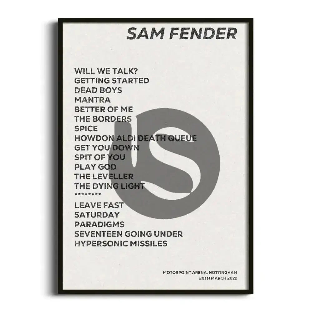 Sam Fender Nottingham 20th March 2022 - Gig Setlist - Setlist