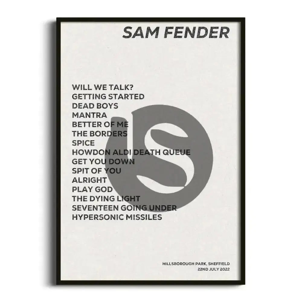 Sam Fender Sheffield 22nd July 2022 - Gig Setlist - Setlist