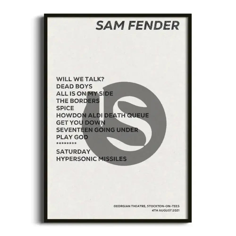 Sam Fender Stockton - on - Tees 4th August 2021 - Gig Setlist - Setlist