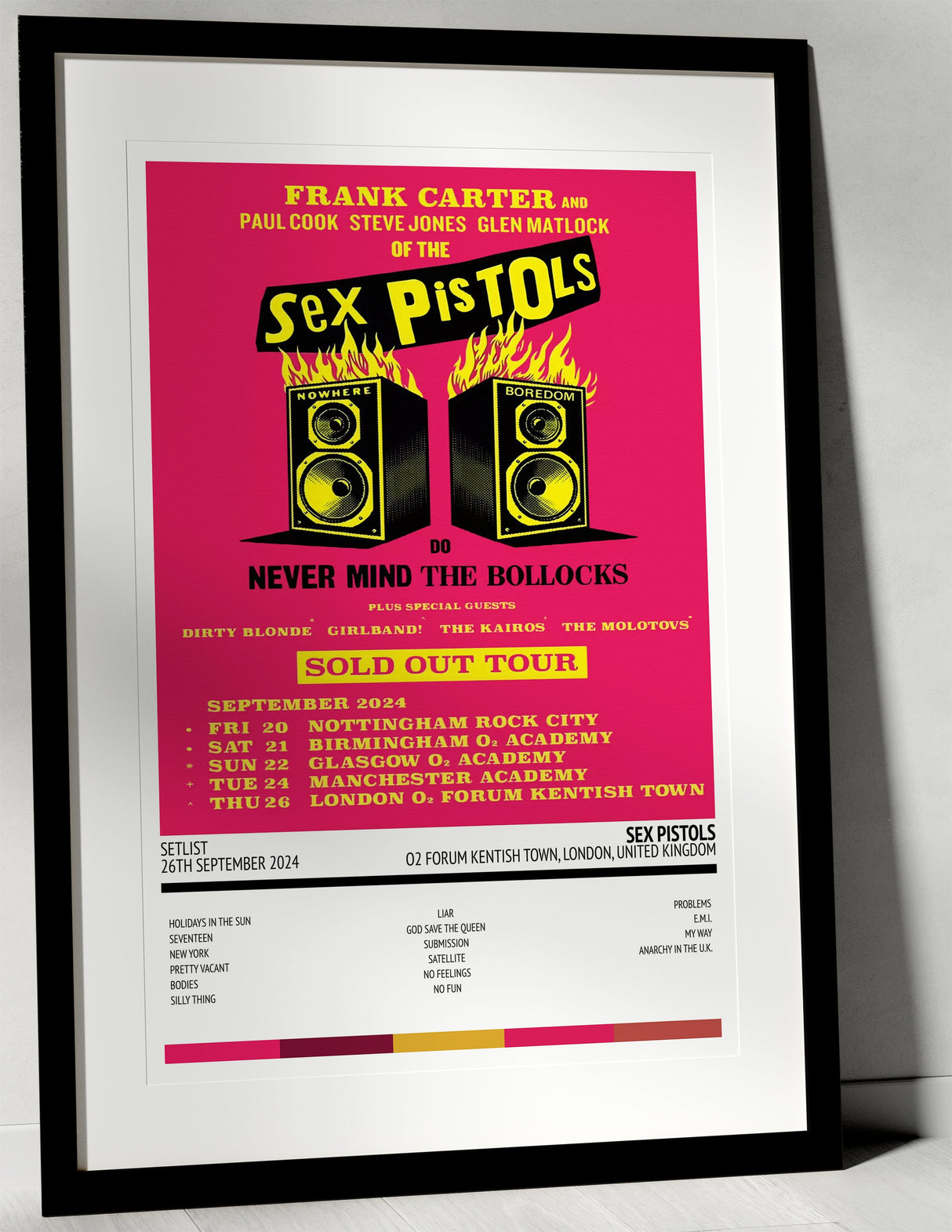 Sex Pistols 26th September 2024 O2 Forum Kentish Town London I Was There - Setlist