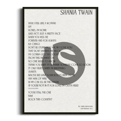 Shania Twain Birmingham 23rd February 2004 - Gig Setlist - Setlist