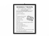 Shania Twain BST Hyde Park July 7 2024 Setlist Poster - Setlist