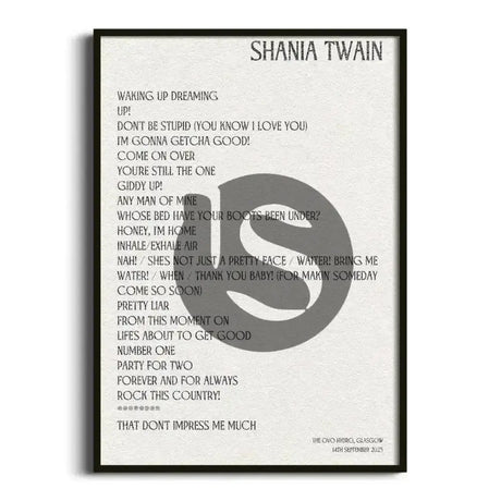 Shania Twain Glasgow 14th September 2023 - Gig Setlist - Setlist