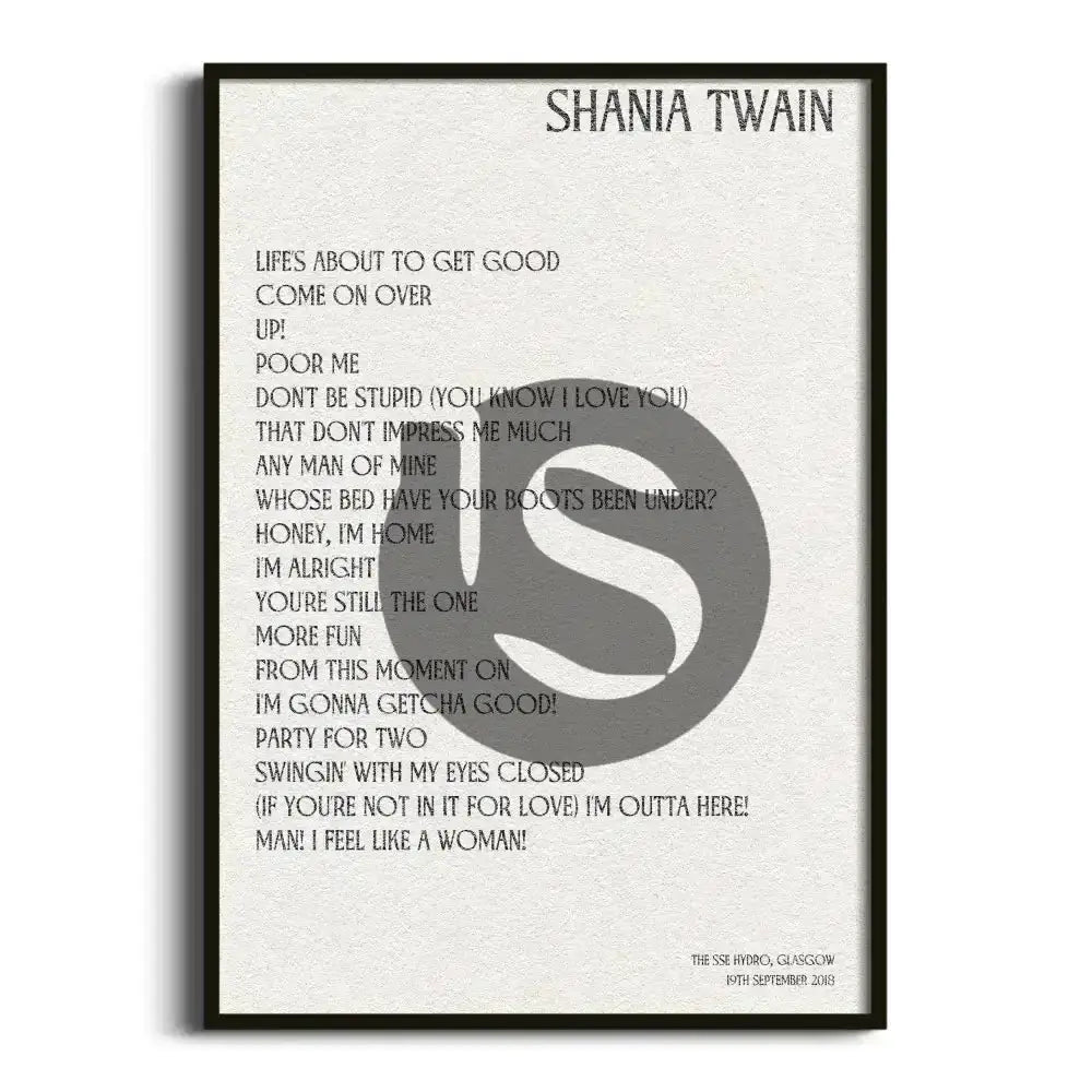 Shania Twain Glasgow 19th September 2018 - Gig Setlist - Setlist