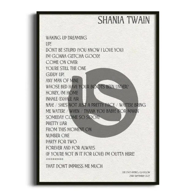 Shania Twain Glasgow 23rd September 2023 - Gig Setlist - Setlist