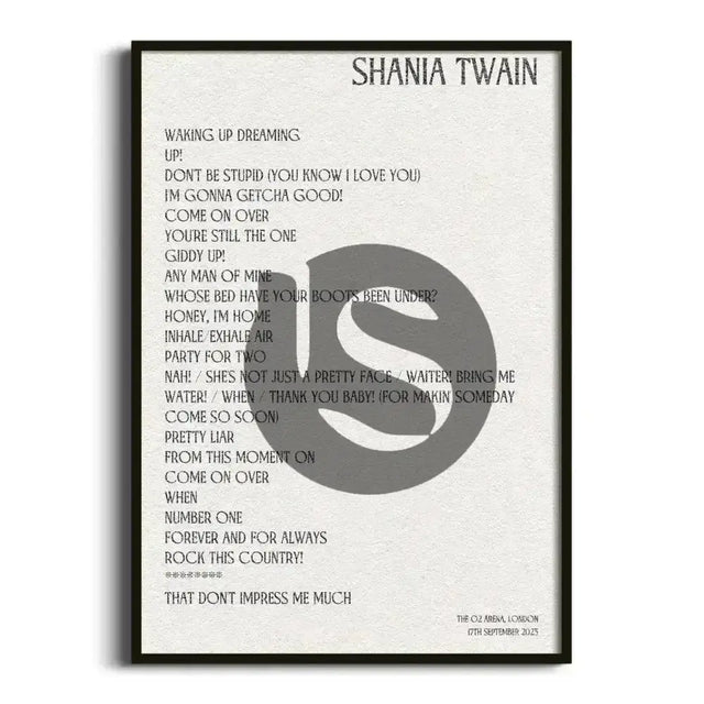 Shania Twain London 17th September 2023 - Gig Setlist - Setlist