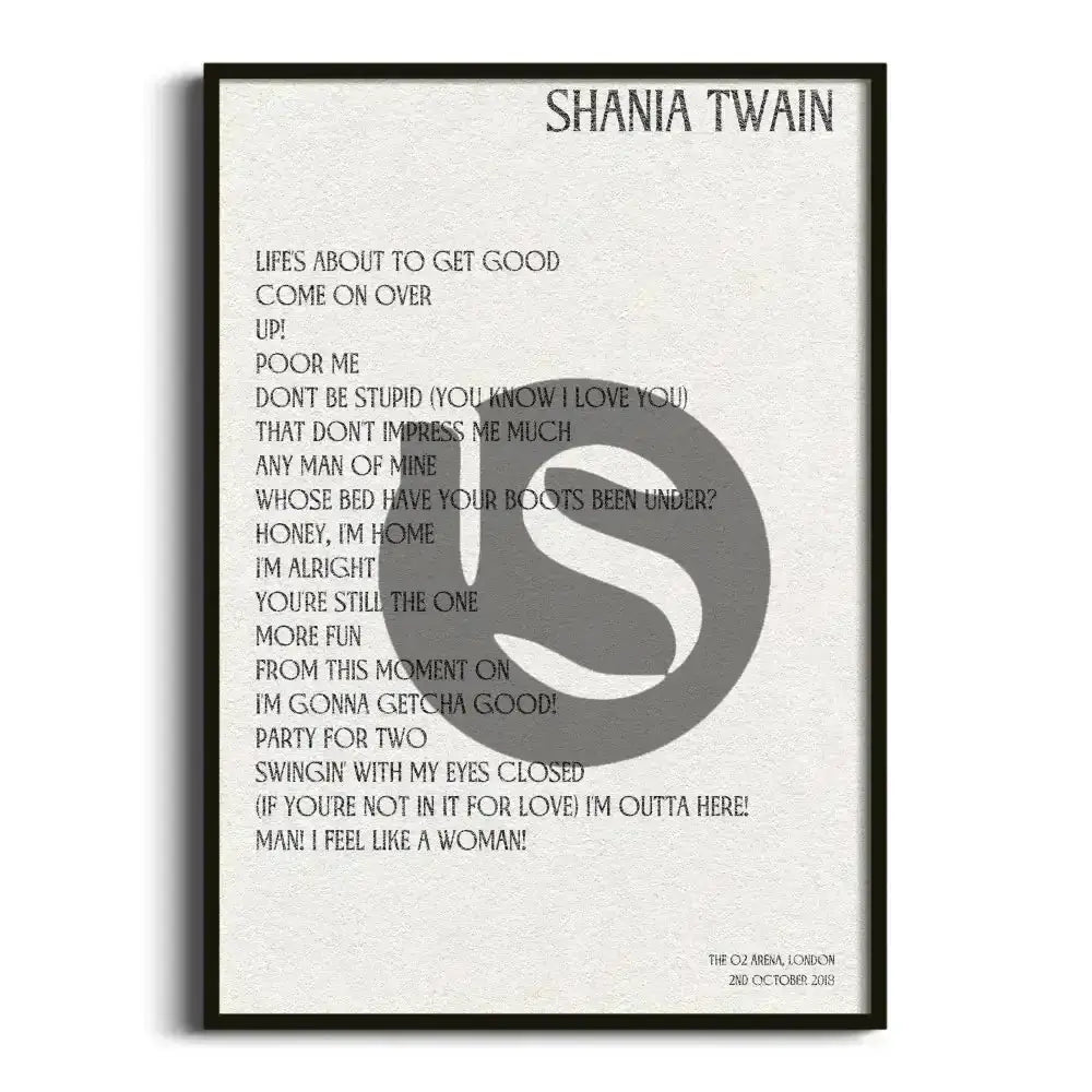 Shania Twain London 2nd October 2018 - Gig Setlist - Setlist