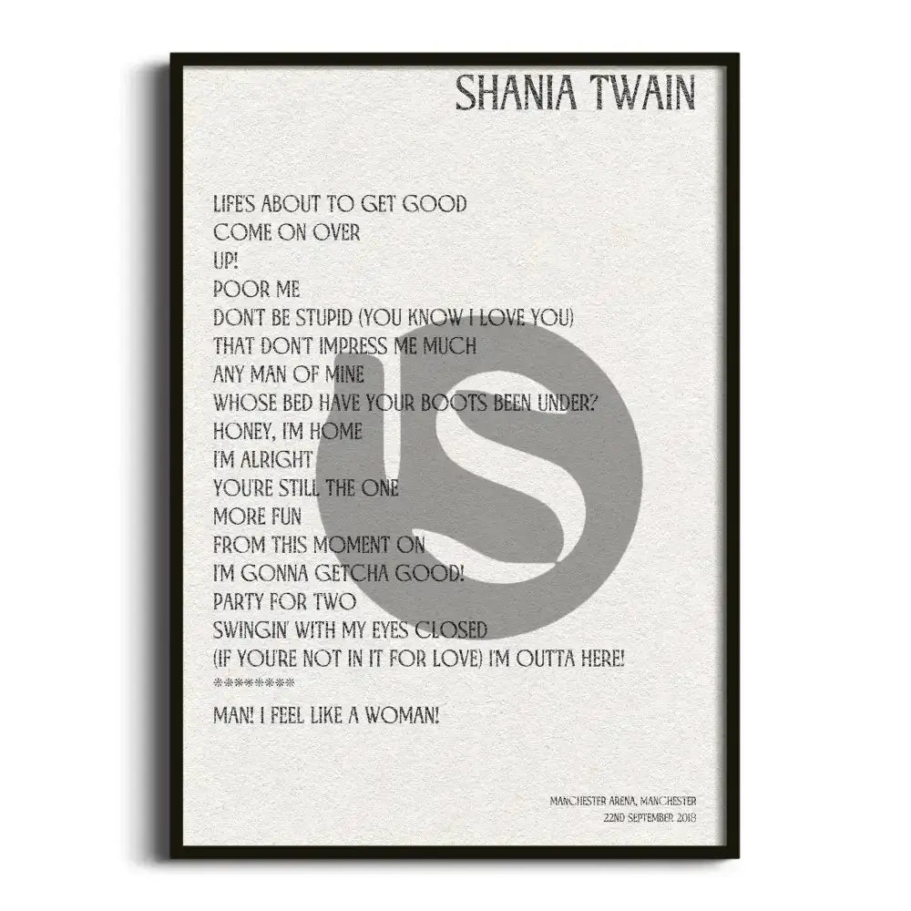 Shania Twain Manchester 22nd September 2018 - Gig Setlist - Setlist