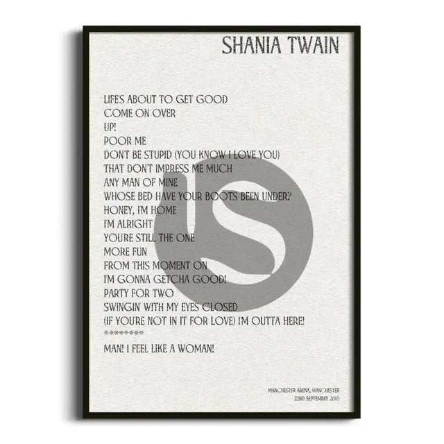 Shania Twain Manchester 22nd September 2018 - Gig Setlist - Setlist