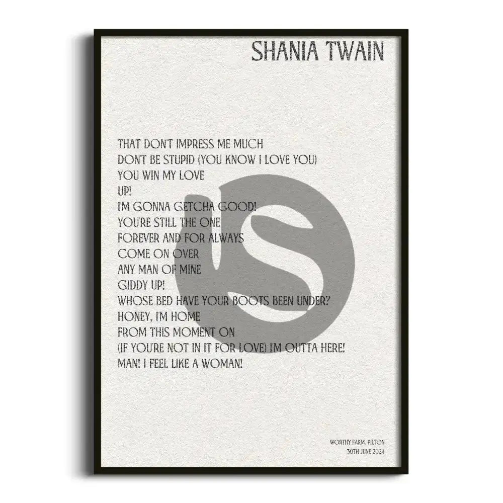 Shania Twain Pilton 30th June 2024 - Gig Setlist - Setlist