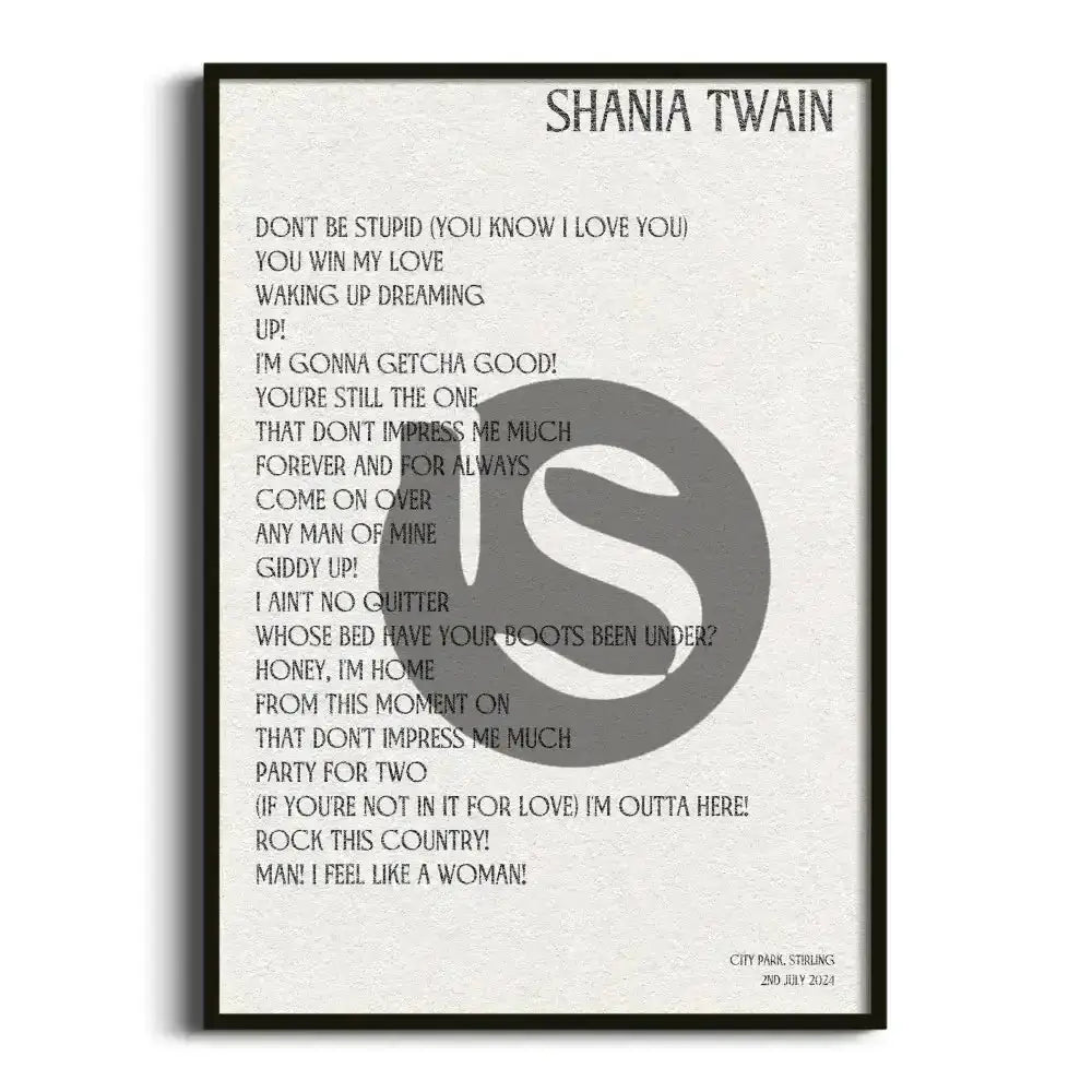 Shania Twain Stirling 2nd July 2024 - Gig Setlist - Setlist