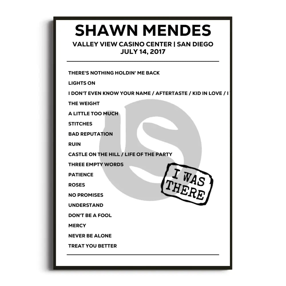 Shawn Mendes Illuminate World Tour Setlist Posters - Setlist