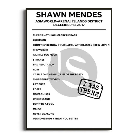 Shawn Mendes Illuminate World Tour Setlist Posters - Setlist