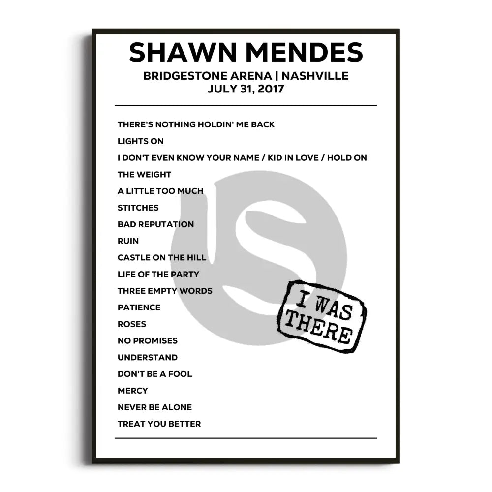 Shawn Mendes Illuminate World Tour Setlist Posters - Setlist