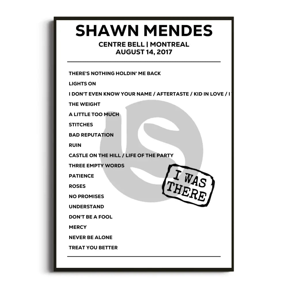 Shawn Mendes Illuminate World Tour Setlist Posters - Setlist