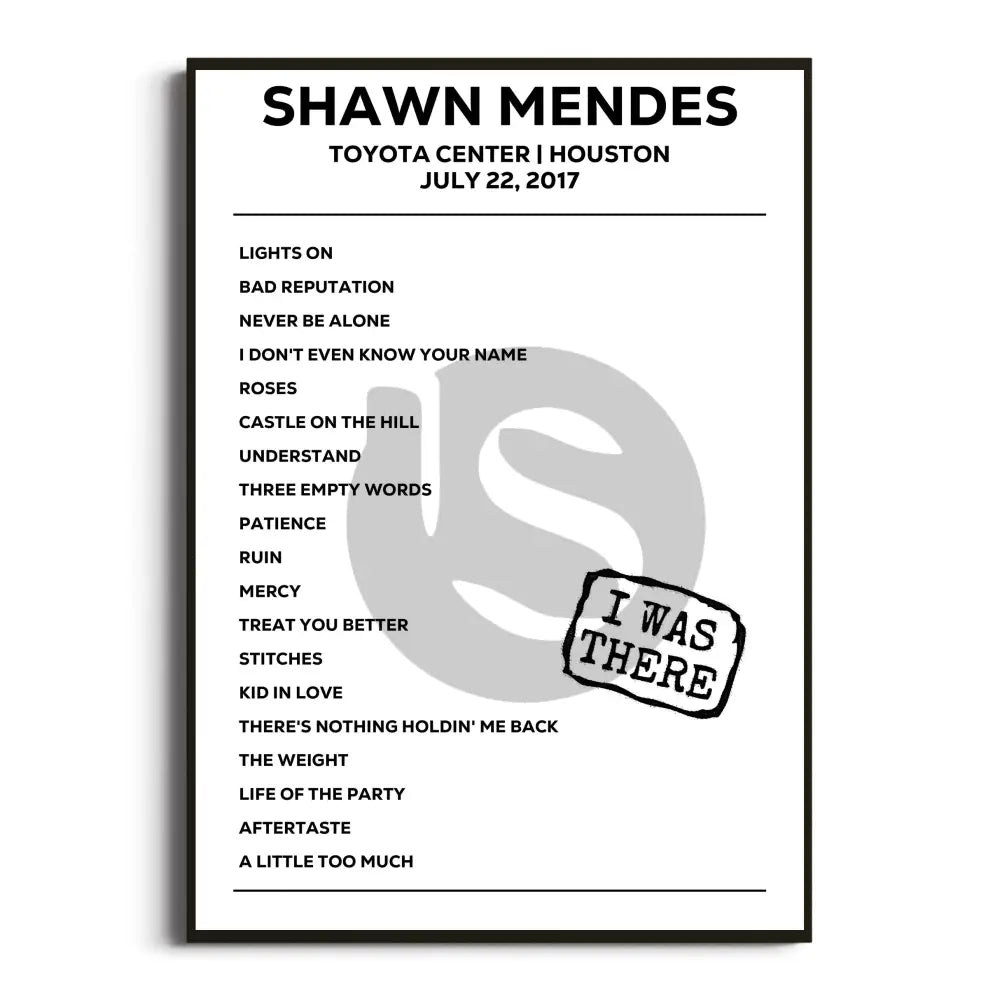 Shawn Mendes Illuminate World Tour Setlist Posters - Setlist