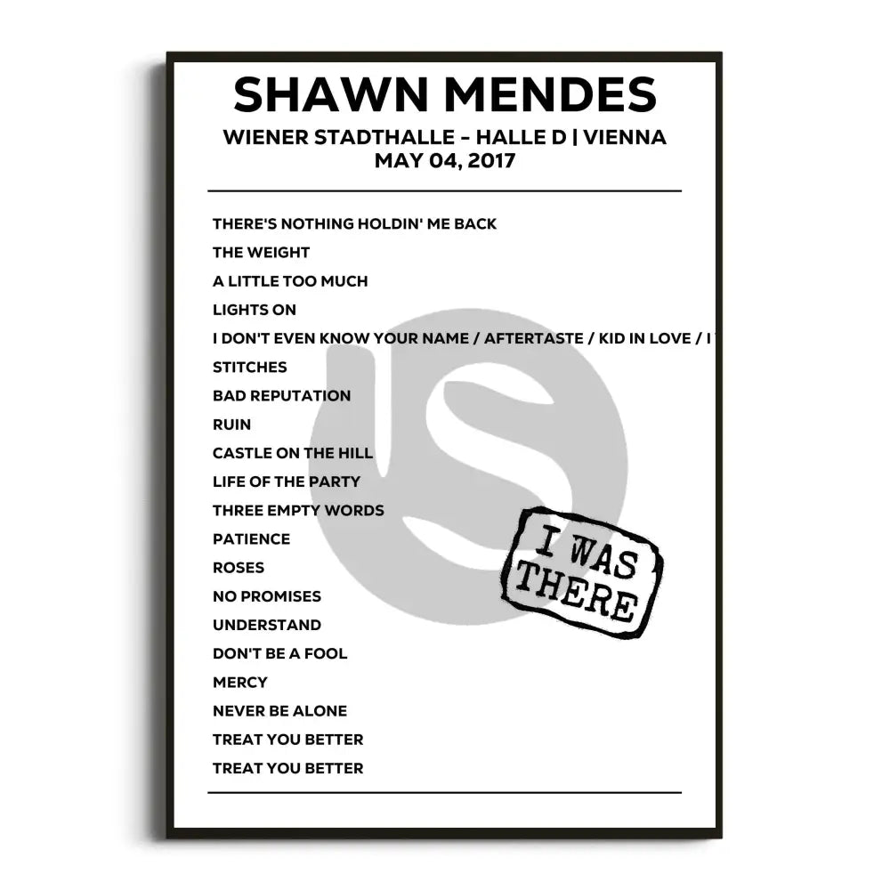 Shawn Mendes Illuminate World Tour Setlist Posters - Setlist