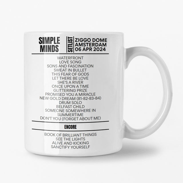 Simple Minds Amsterdam April 6 2024 Setlist Mug - Setlist